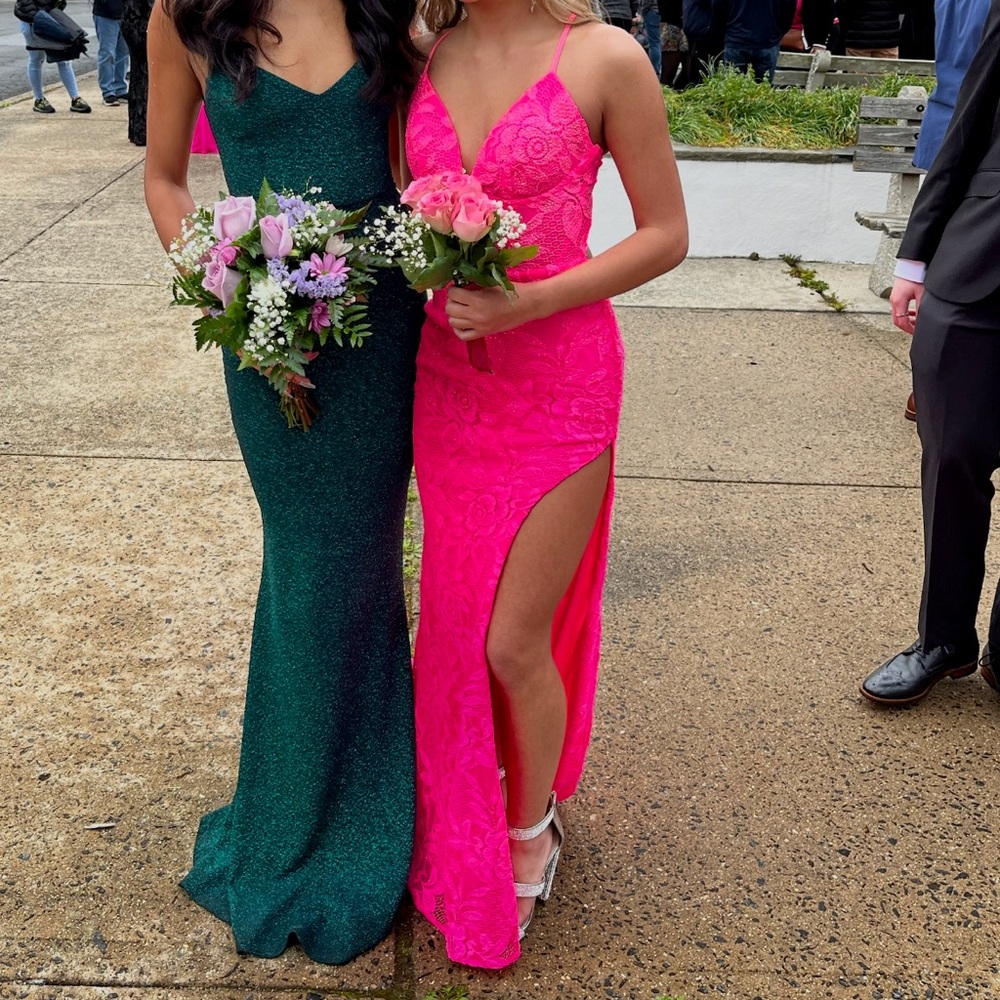 Pink long prom dress